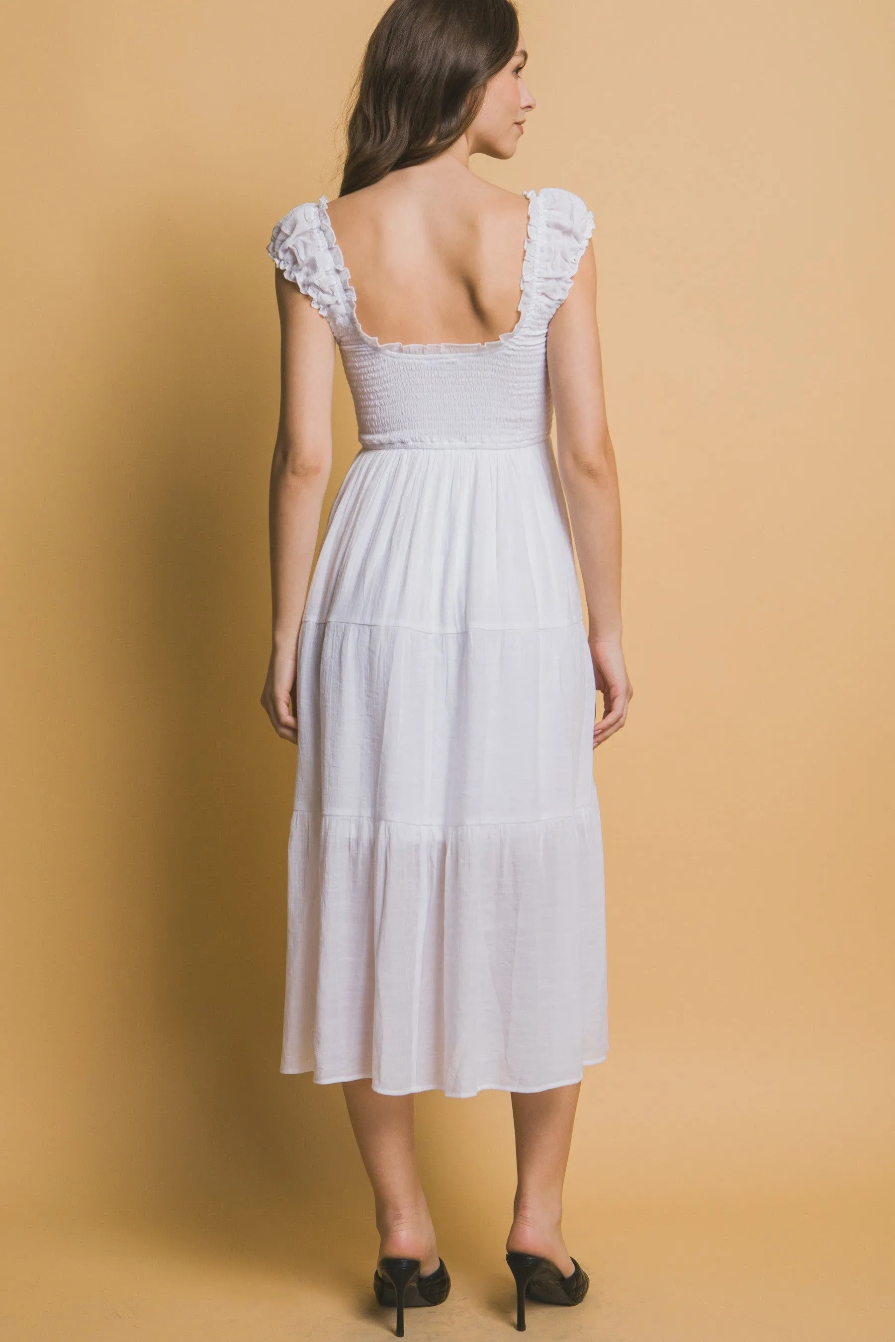 Simply Sweet White Casual Midi Dress