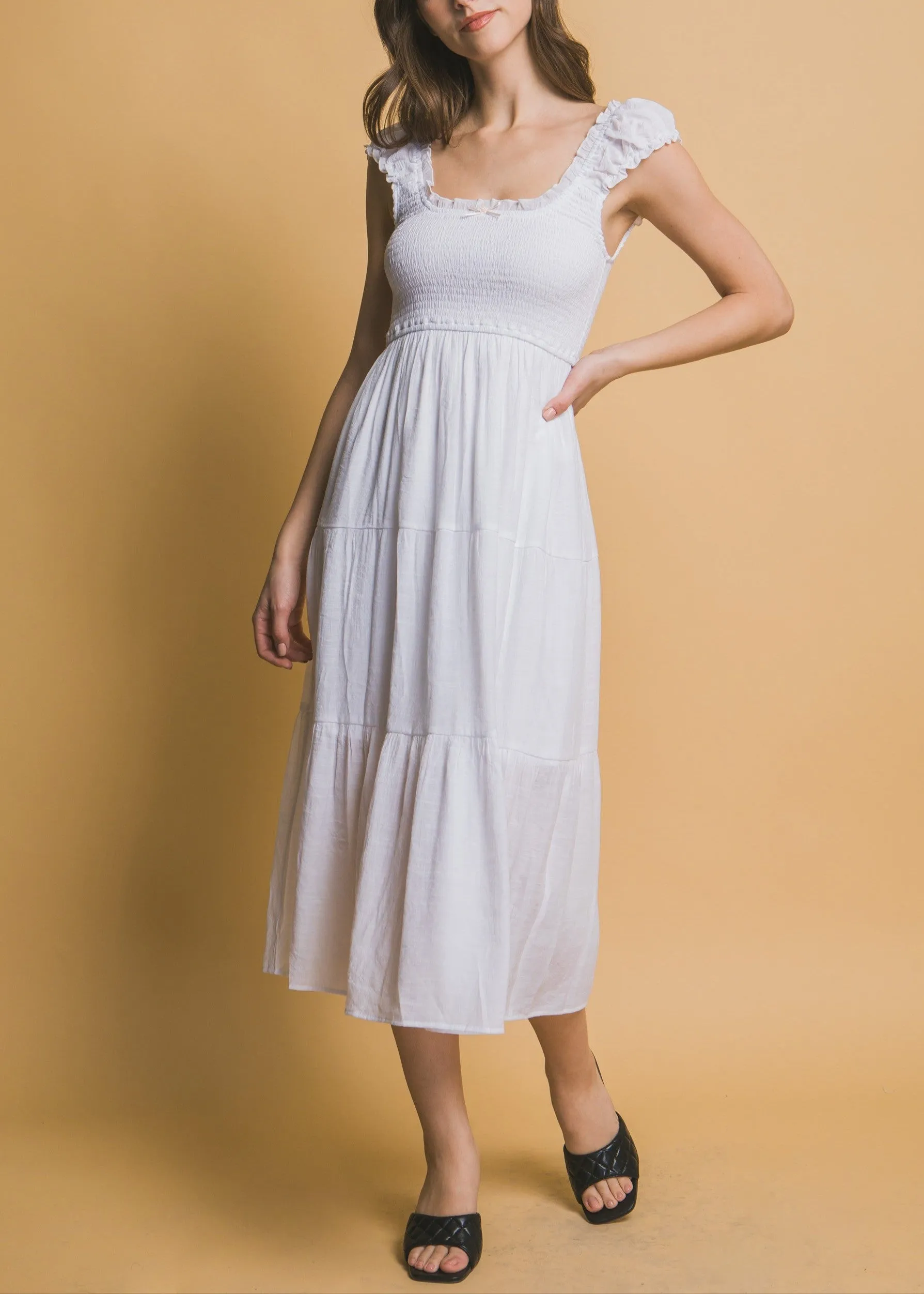 Simply Sweet White Casual Midi Dress