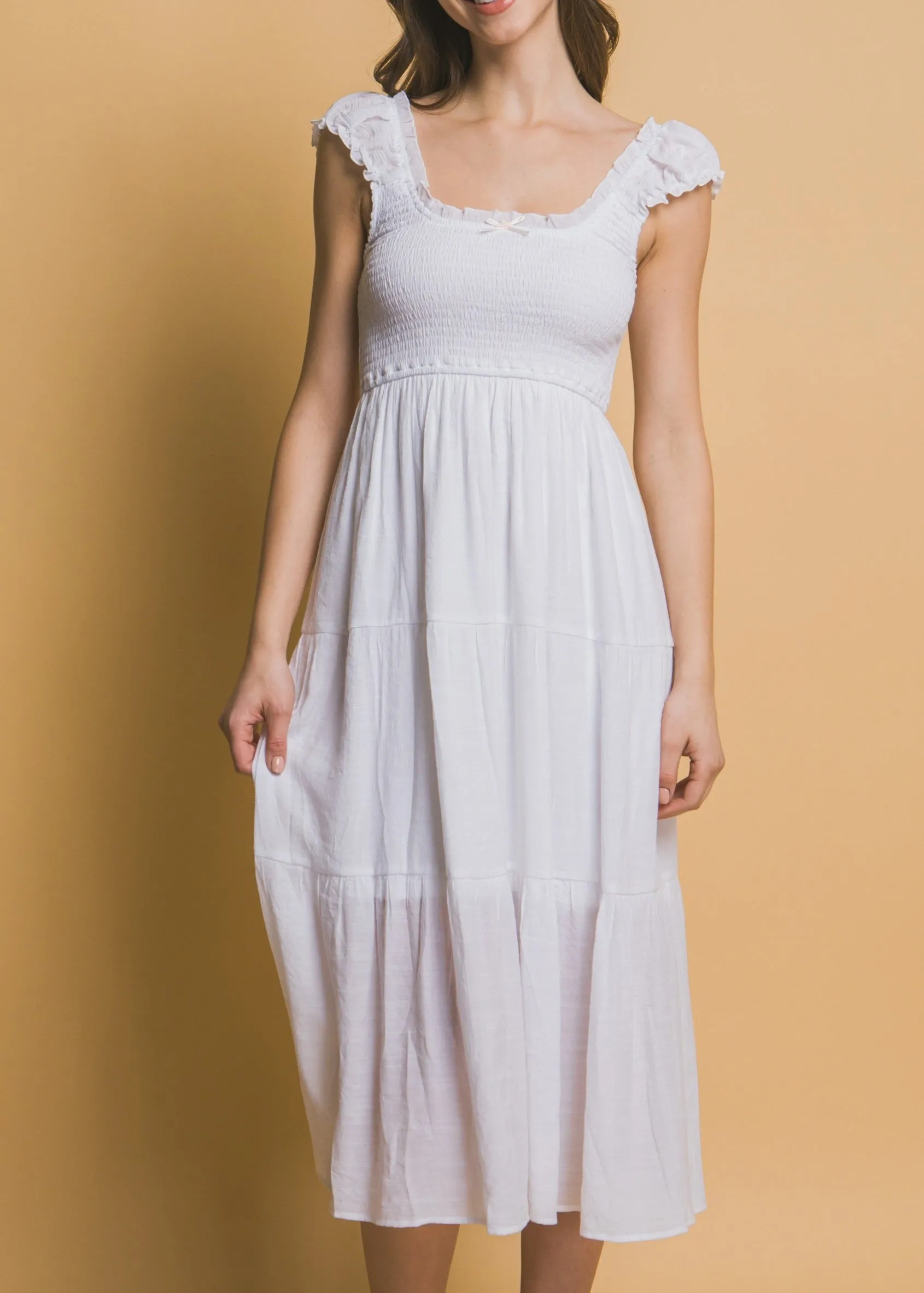 Simply Sweet White Casual Midi Dress