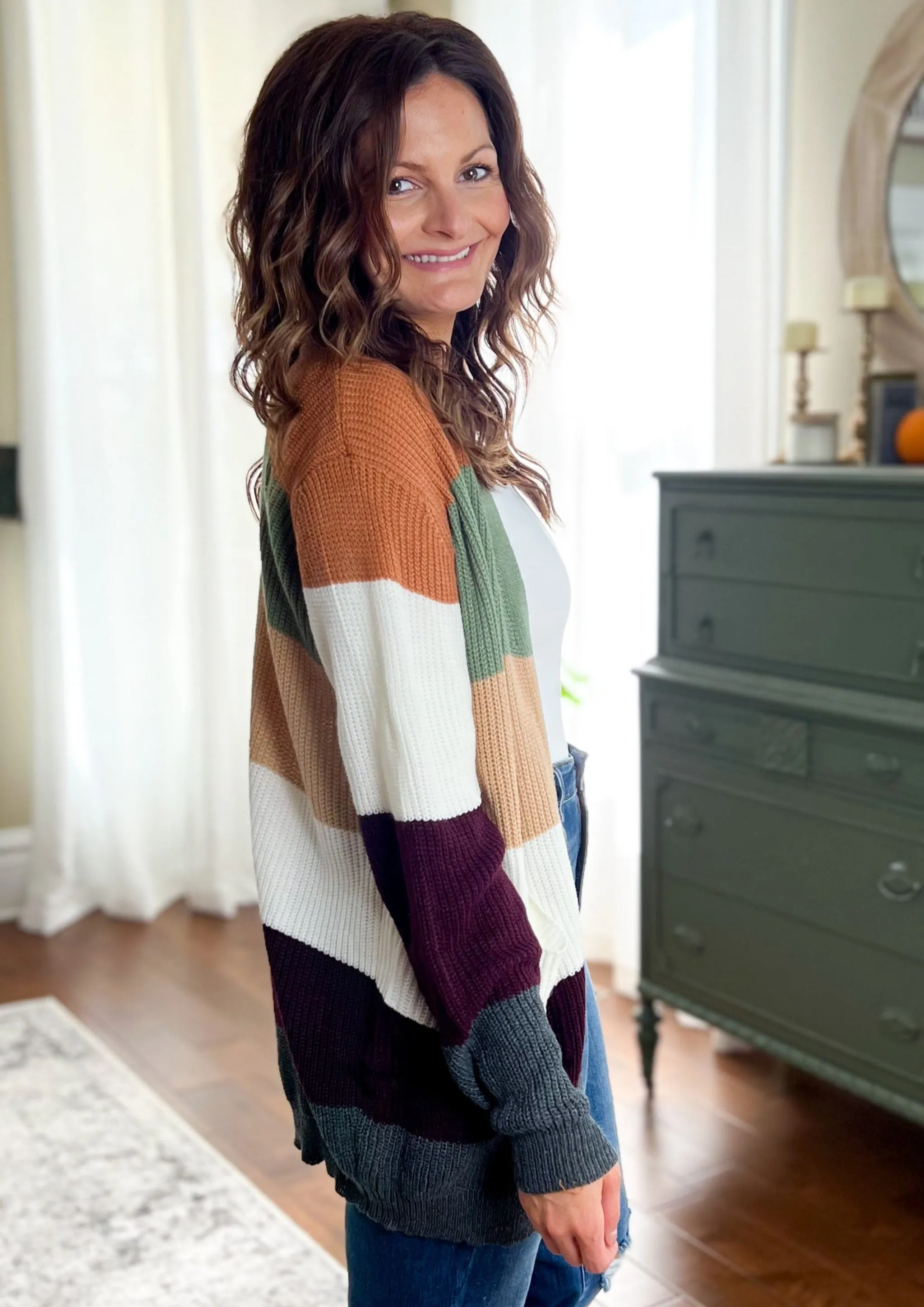 Soft Color Block Cardigan