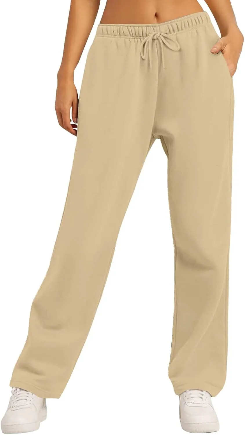 Straight Leg Sweatpants for Women Comfy Warm Athleisure Sweatpants Fleece Lined Comfy Soft Baggy Jogger Sweatpants