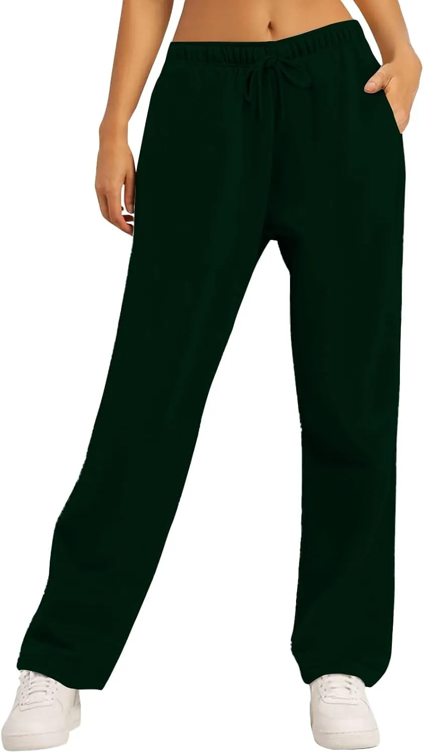 Straight Leg Sweatpants for Women Comfy Warm Athleisure Sweatpants Fleece Lined Comfy Soft Baggy Jogger Sweatpants