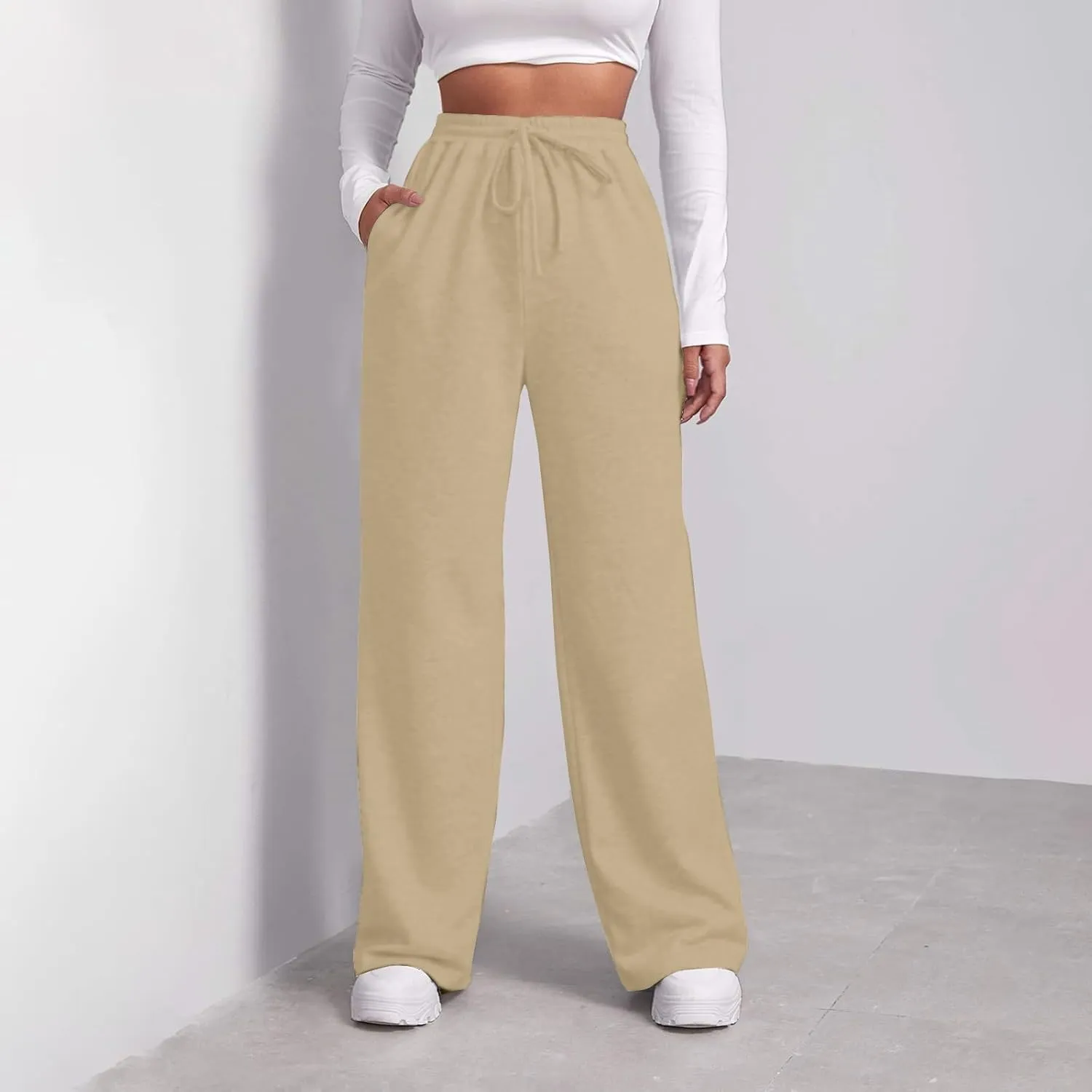Straight Leg Sweatpants for Women Comfy Warm Athleisure Sweatpants Fleece Lined Comfy Soft Baggy Jogger Sweatpants