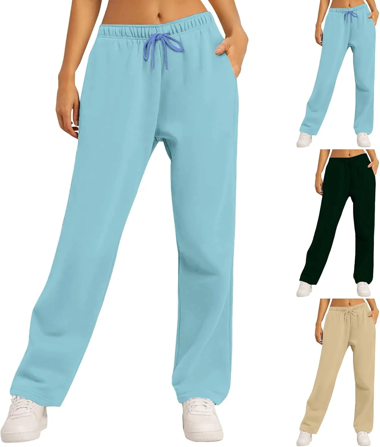 Straight Leg Sweatpants for Women Comfy Warm Athleisure Sweatpants Fleece Lined Comfy Soft Baggy Jogger Sweatpants