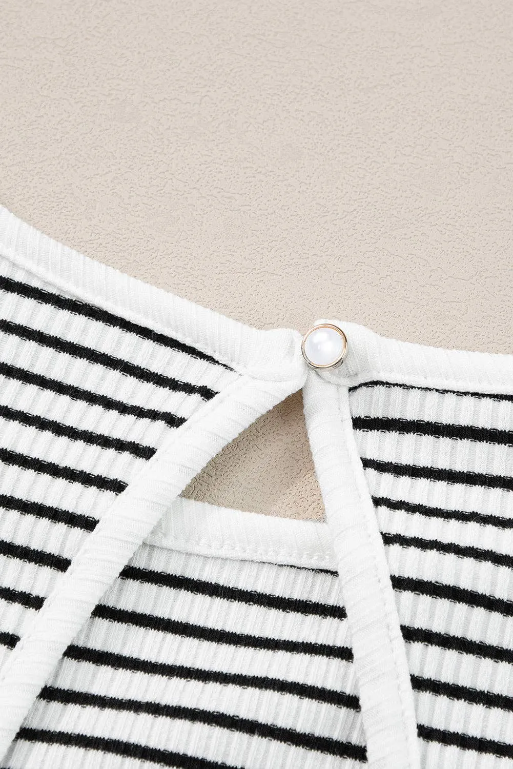Striped Ribbed Knit Sleeveless Top