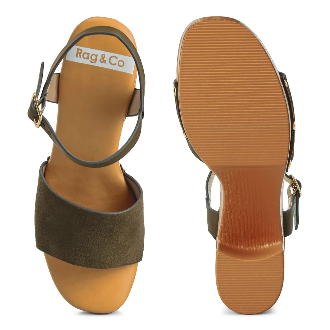 Suede High Block Sandals