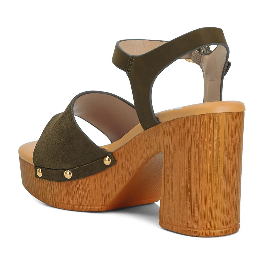 Suede High Block Sandals