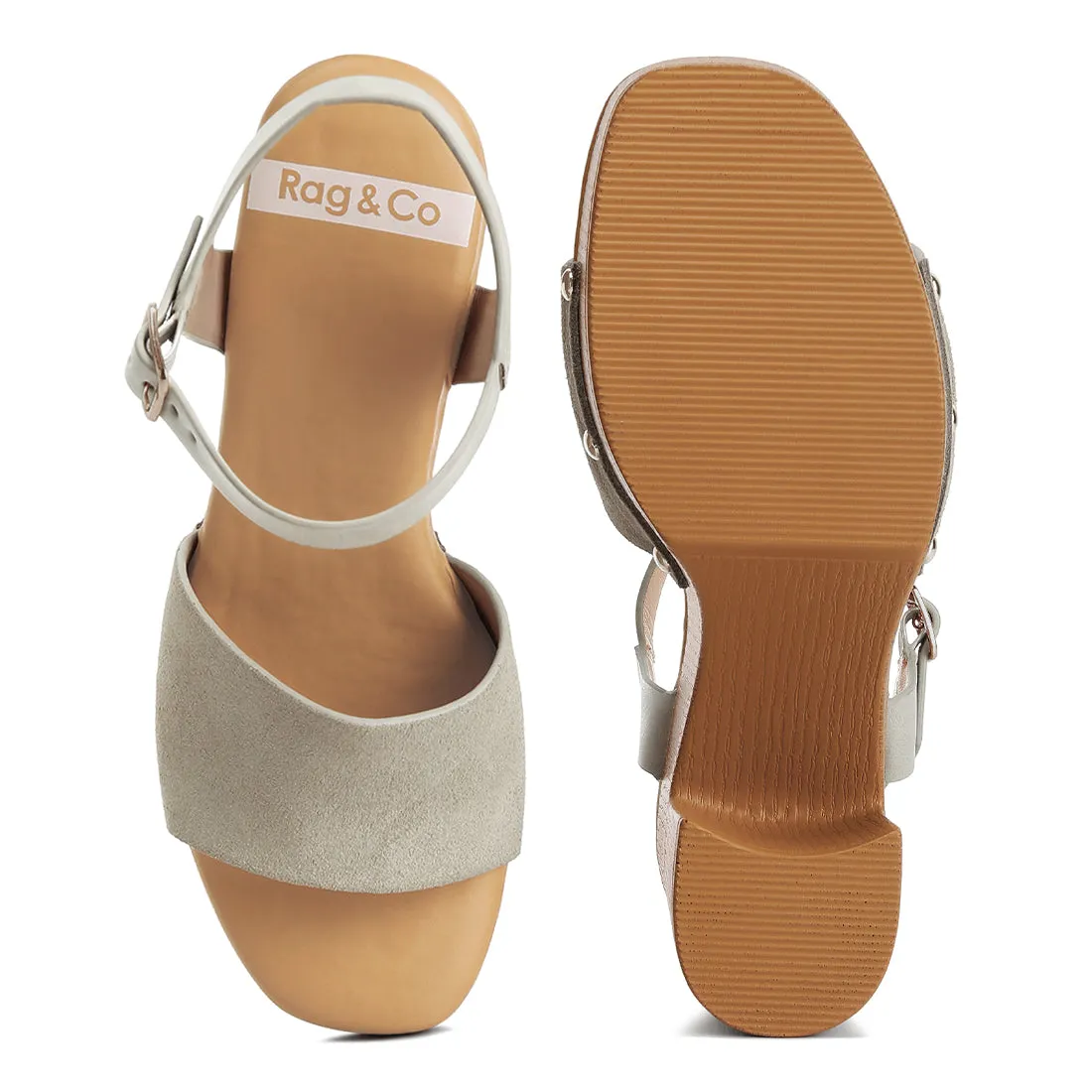 Suede High Block Sandals