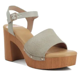 Suede High Block Sandals