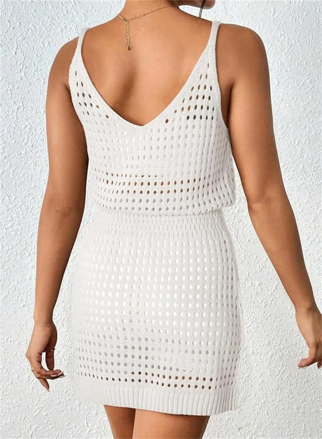 Summer Crochet Hollow Out Knit Beach Bathing Suit Swim Cover Bikini Bathing Suits Swimwear Sleeveless Vacation Dresses