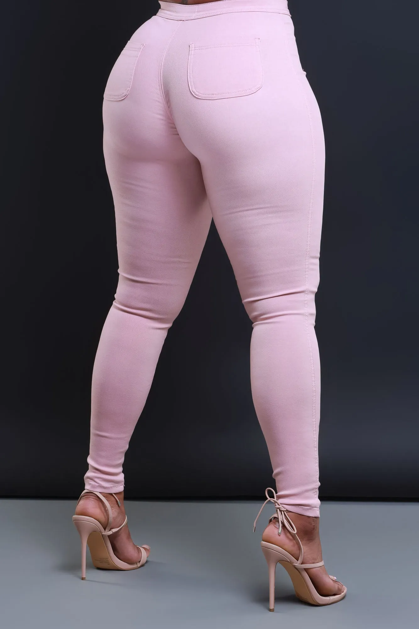 Super Swank High Waist Stretchy Jeans - Pink