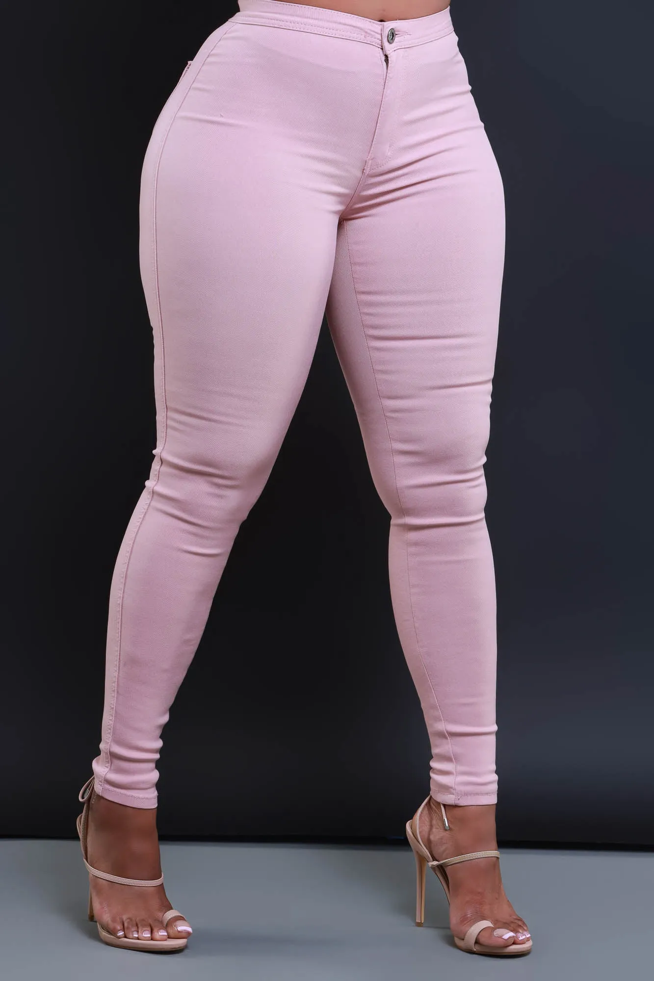 Super Swank High Waist Stretchy Jeans - Pink