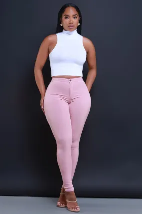 Super Swank High Waist Stretchy Jeans - Pink