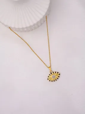 White Enamel Evil Eye Necklace
