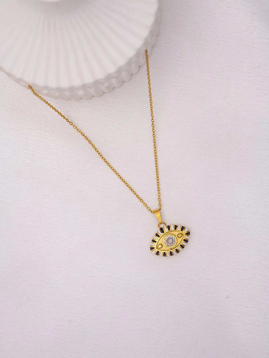 White Enamel Evil Eye Necklace