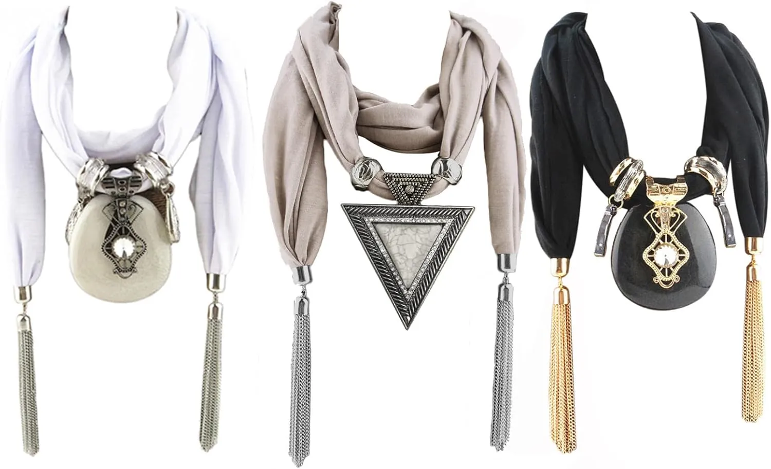 Women Fashion Bohemian Ethnic Jewelry Water Drop Pendant Scarf Necklace Scarf For Women Lightweight