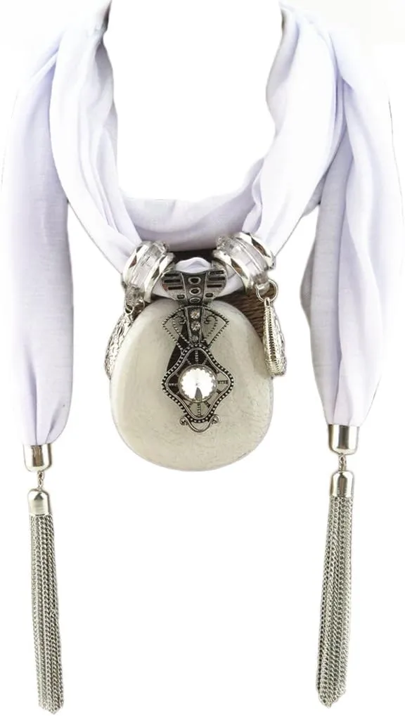 Women Fashion Bohemian Ethnic Jewelry Water Drop Pendant Scarf Necklace Scarf For Women Lightweight