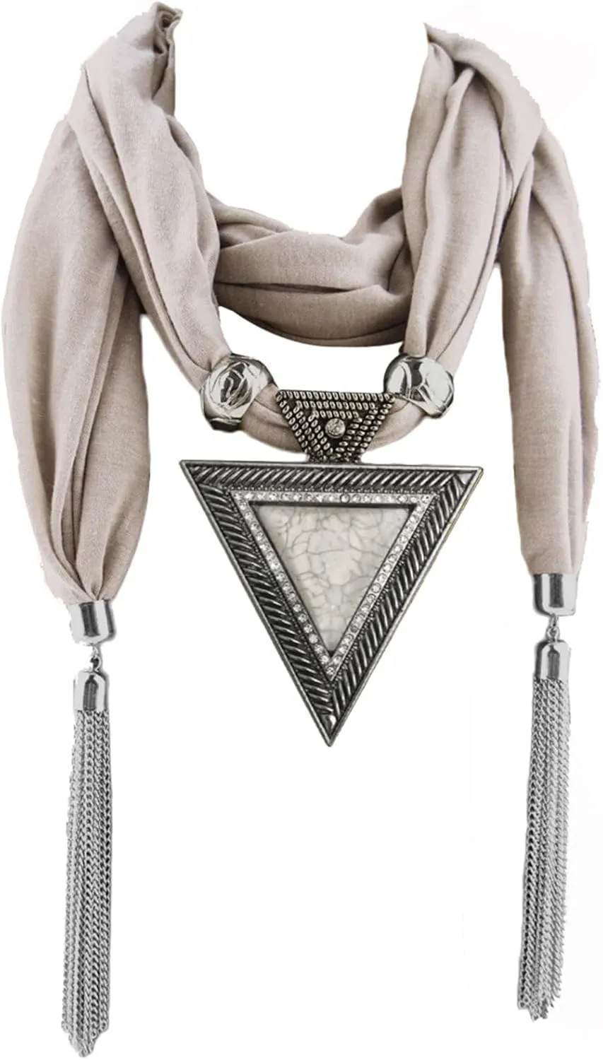 Women Fashion Bohemian Ethnic Jewelry Water Drop Pendant Scarf Necklace Scarf For Women Lightweight