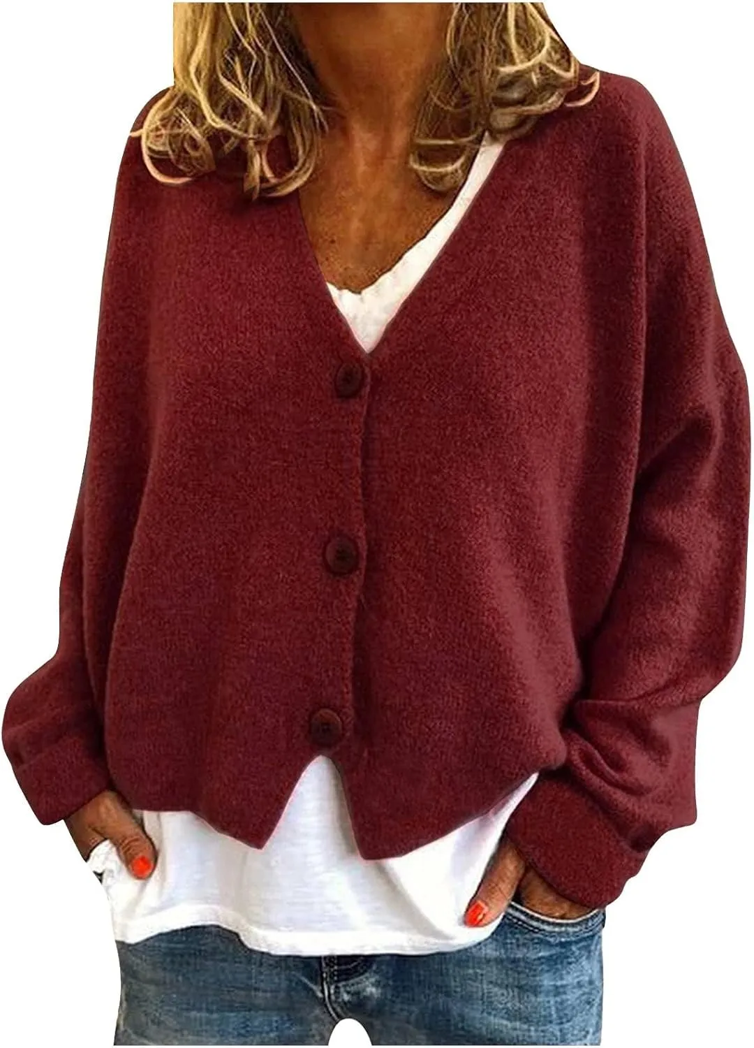 Women's Cardigan Sweaters 2025 V-Neck Button Cashmere Crop Tops Long Sleeve Knit Sweater Soft Warm Knitted Outwear