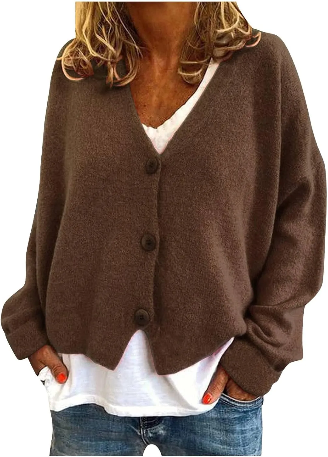 Women's Cardigan Sweaters 2025 V-Neck Button Cashmere Crop Tops Long Sleeve Knit Sweater Soft Warm Knitted Outwear