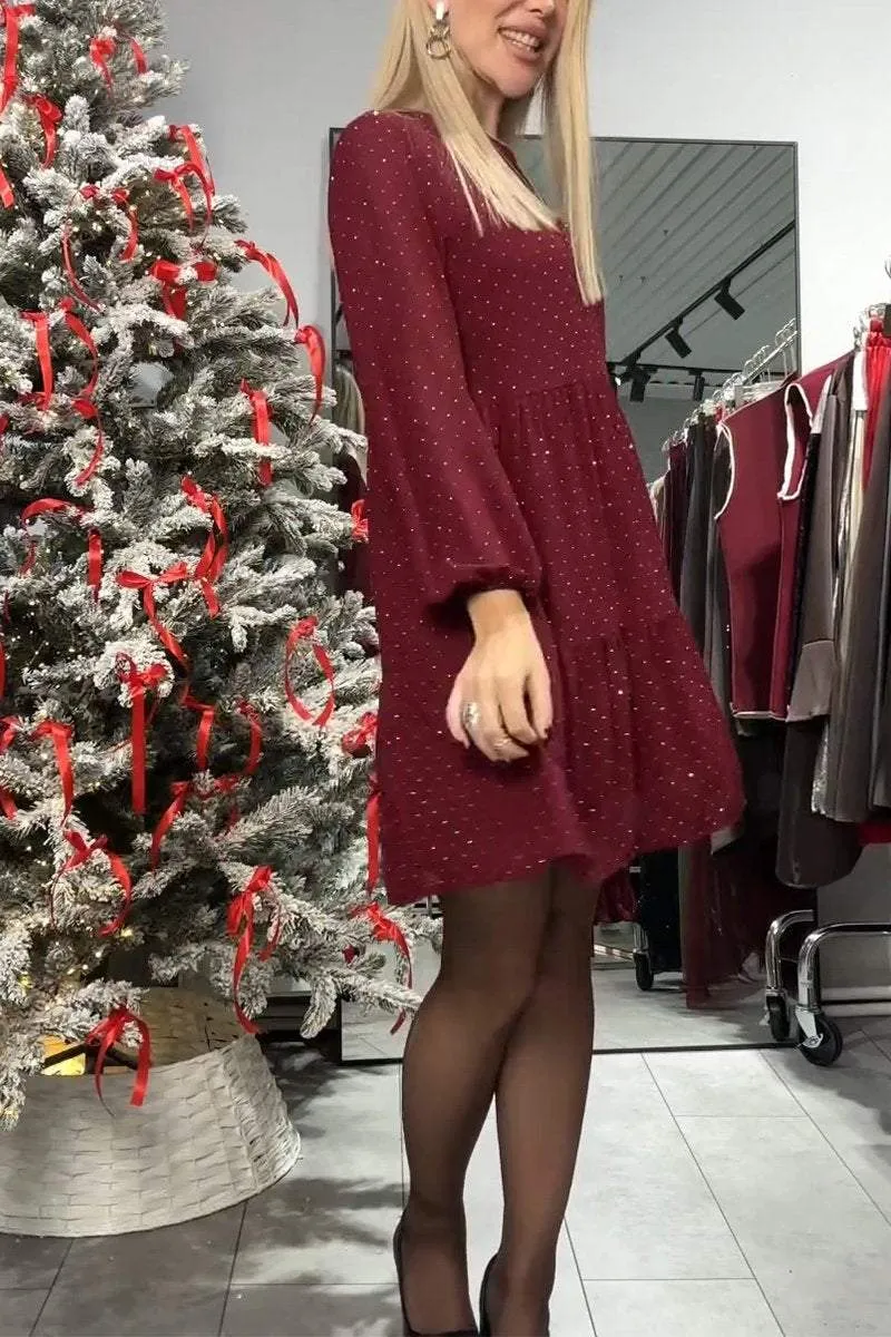 Women's Casual Round Neck Rhinestone Dress