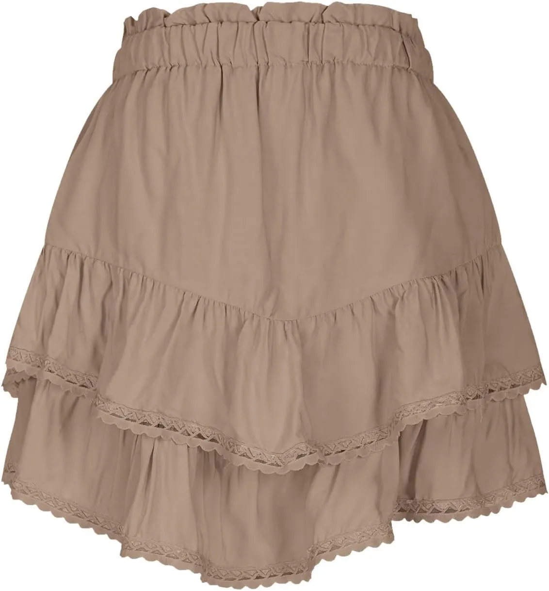Women's Ruched Tiered Mini Skirt, Summer Boho Beach Casual Flowy Skirts Fashion High Waist Golf Tennis Shorts