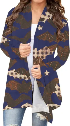 Womens Skull Print Sweater Cardigan Lightweight Soft Knit Cardigan Sweater Chunky Cardigan Batwing Long Sleeve Coat