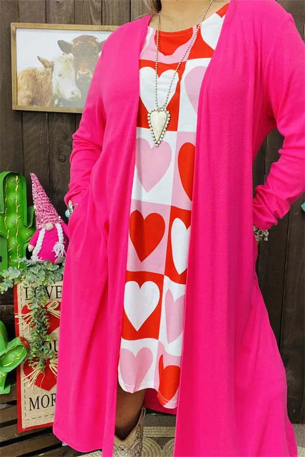 XCH15660 Pink soft material women cardigan w/long sleeve
