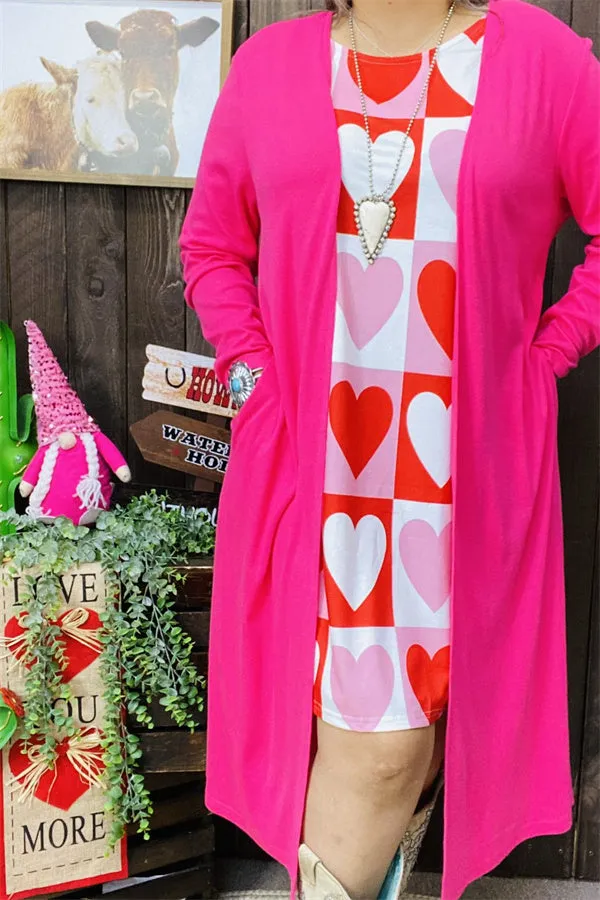 XCH15660 Pink soft material women cardigan w/long sleeve